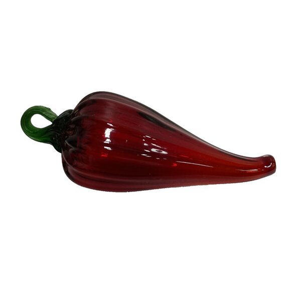 Vintage Hand Blown Art Glass Large Red Chili Pepper Figurine Paperweight 11.5" - Picture 1 of 8